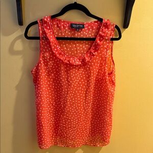 Jones New York Orange Polka Dot Sleeveless Blouse